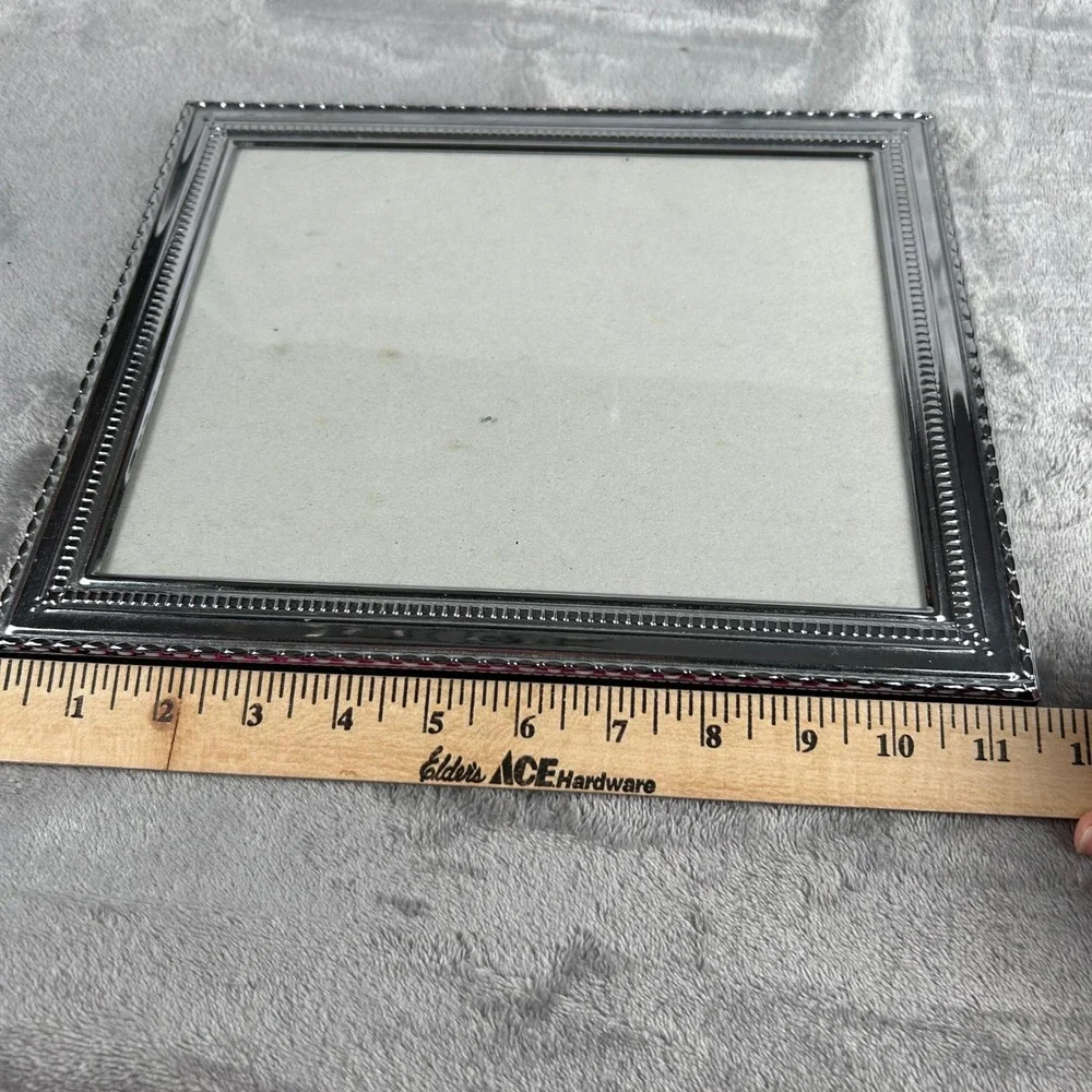 Silver Beaded Metal Picture Frame 8x10 Tabletop Wall Mount Velvet Back